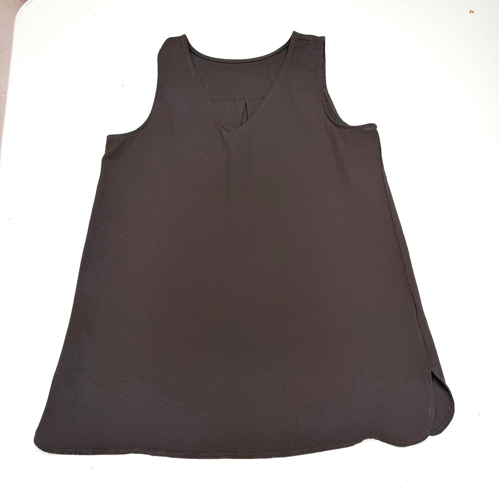 Womens Black Vneck Lightweight Blouse  Crepe layering normcore Basic Sz‎ Medium